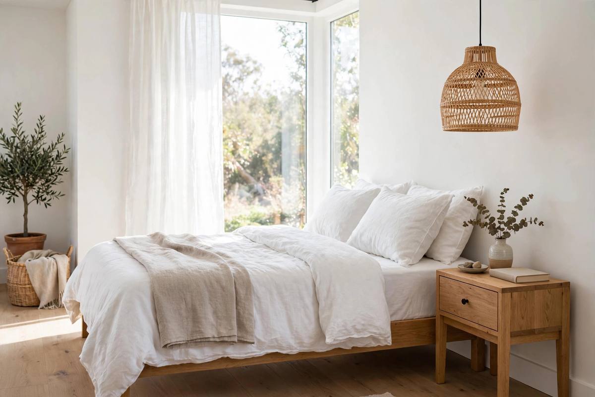 Small double bed in a bedroom