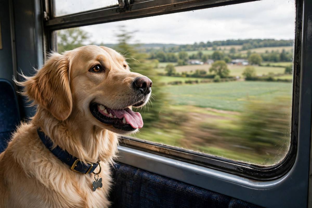 Dog on a train