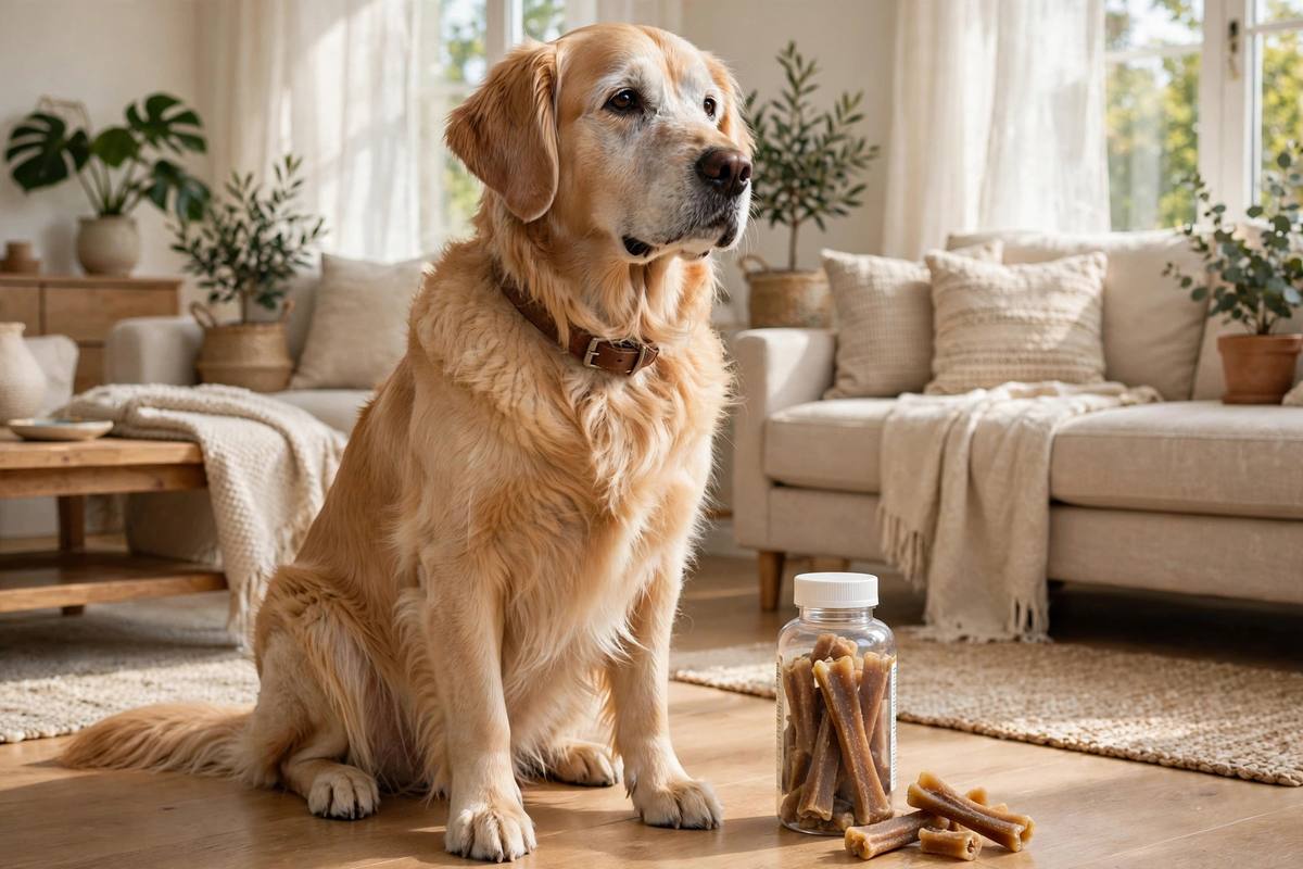Dog with joint supplements