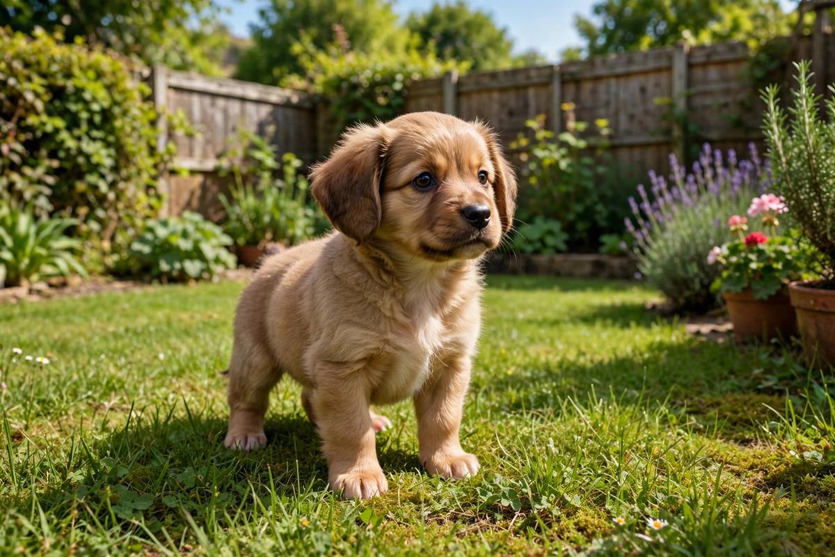 Puppy in a garden